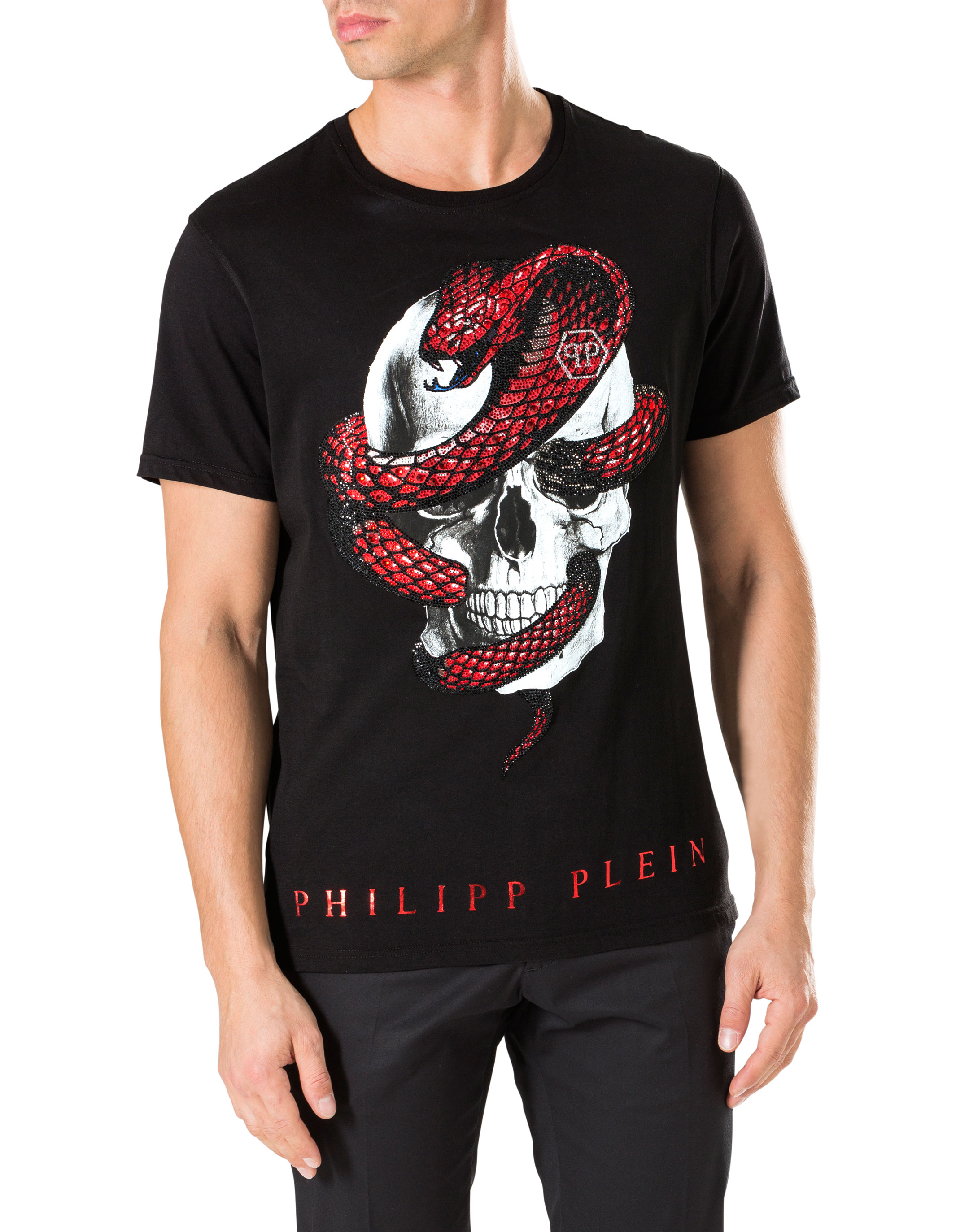 philipp plein t shirt red skull