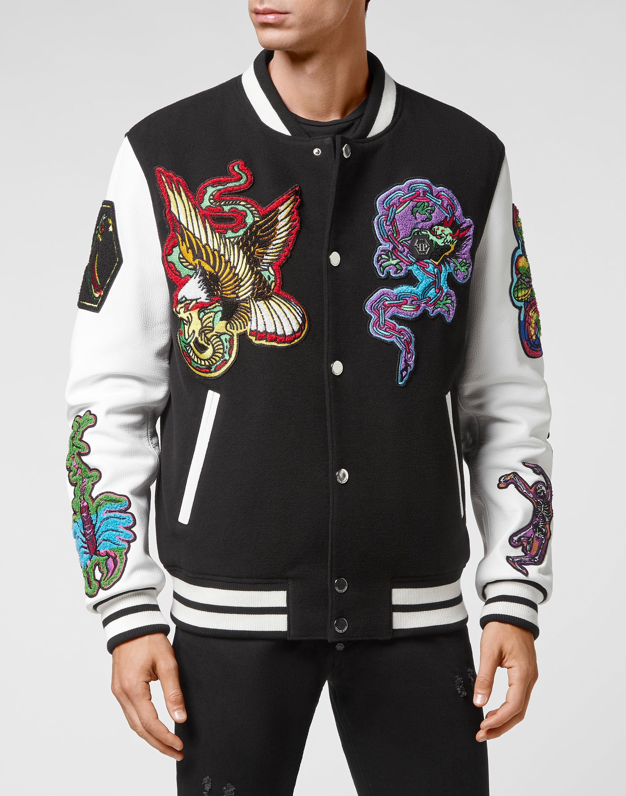 College Bomber Leather sleeves Tattoo Patches | Philipp Plein