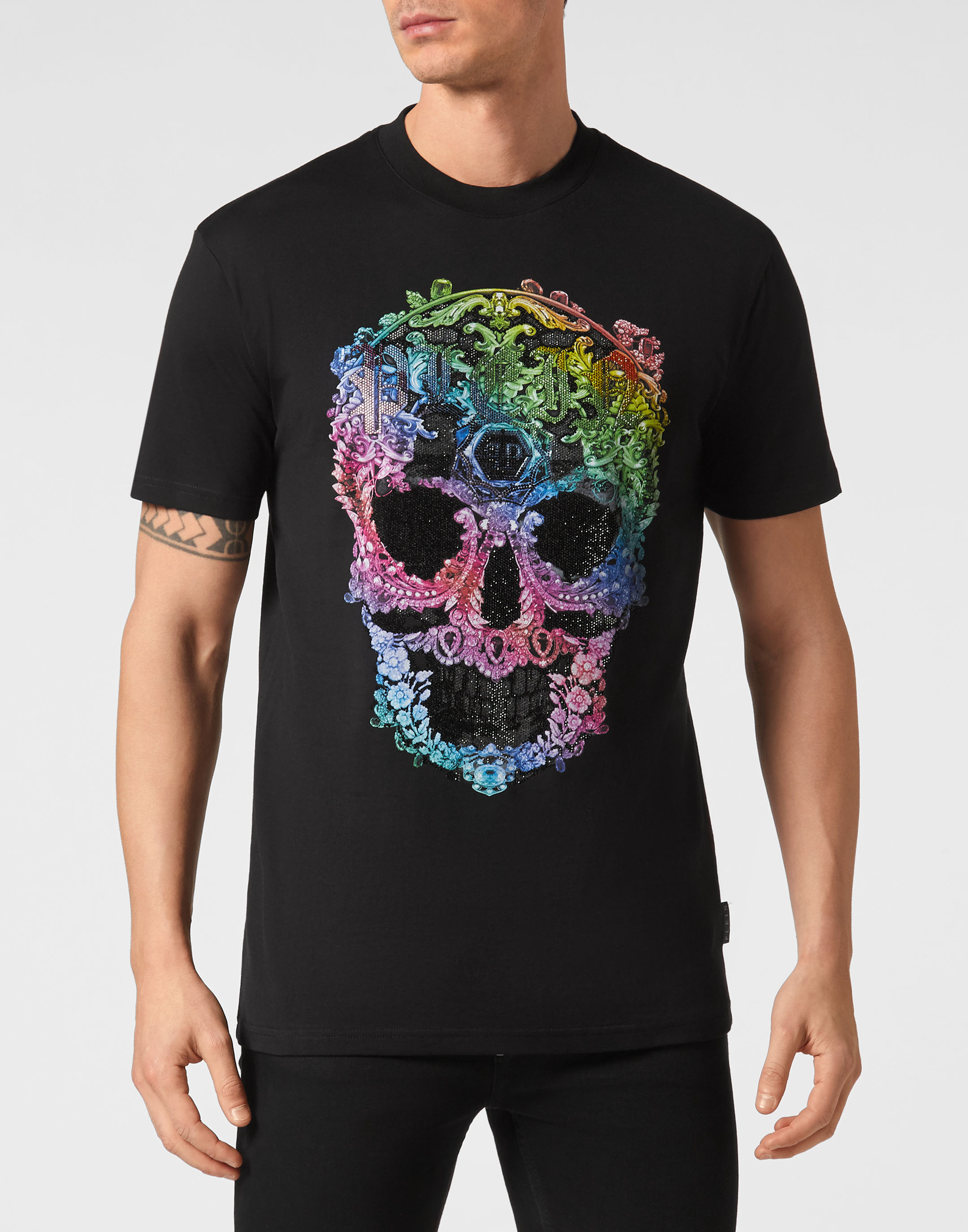 PHILIPP PLEIN スカルフリントラウントネックSS Tシャツ T-shirt Round Neck SS Baroque Skull | Philipp Plein Outlet
