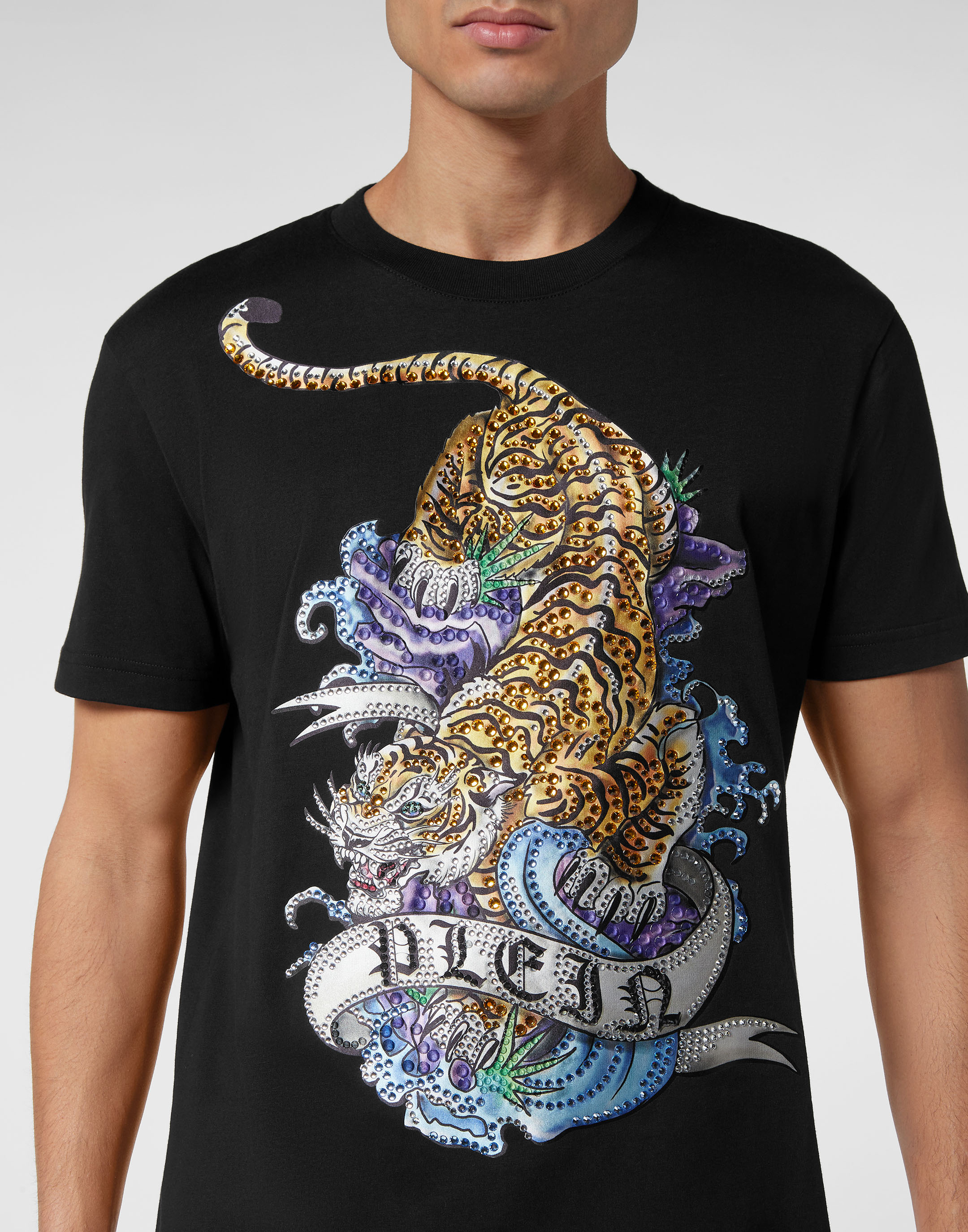 Tシャツ・カットソー PHILIPP PLEIN Men Polo Shirts FADC MTK7349 PJY002N02 BLACK T-shirt Round Neck SS Tattoo | Philipp Plein Outlet