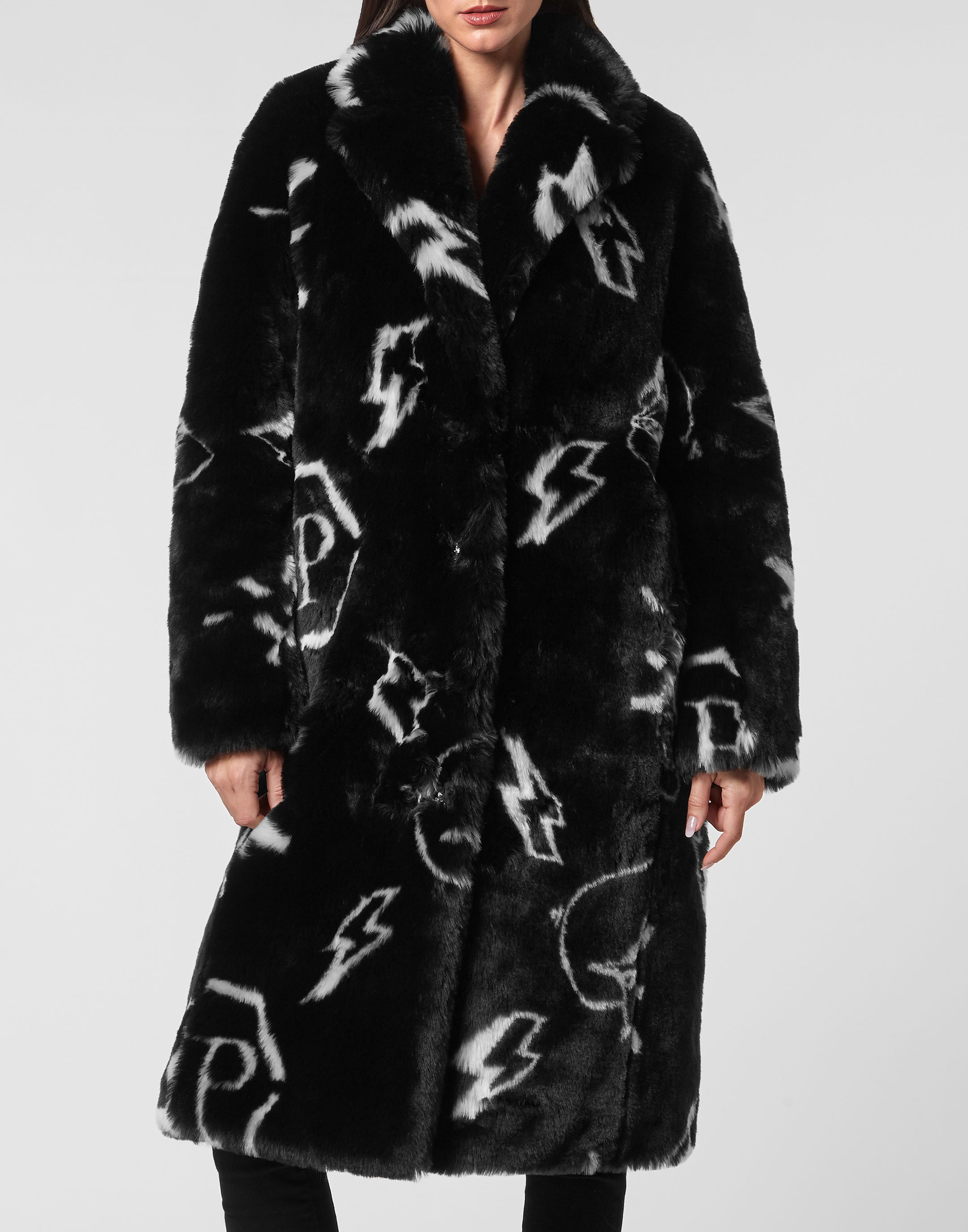 Eco fur Long Coat Monogram