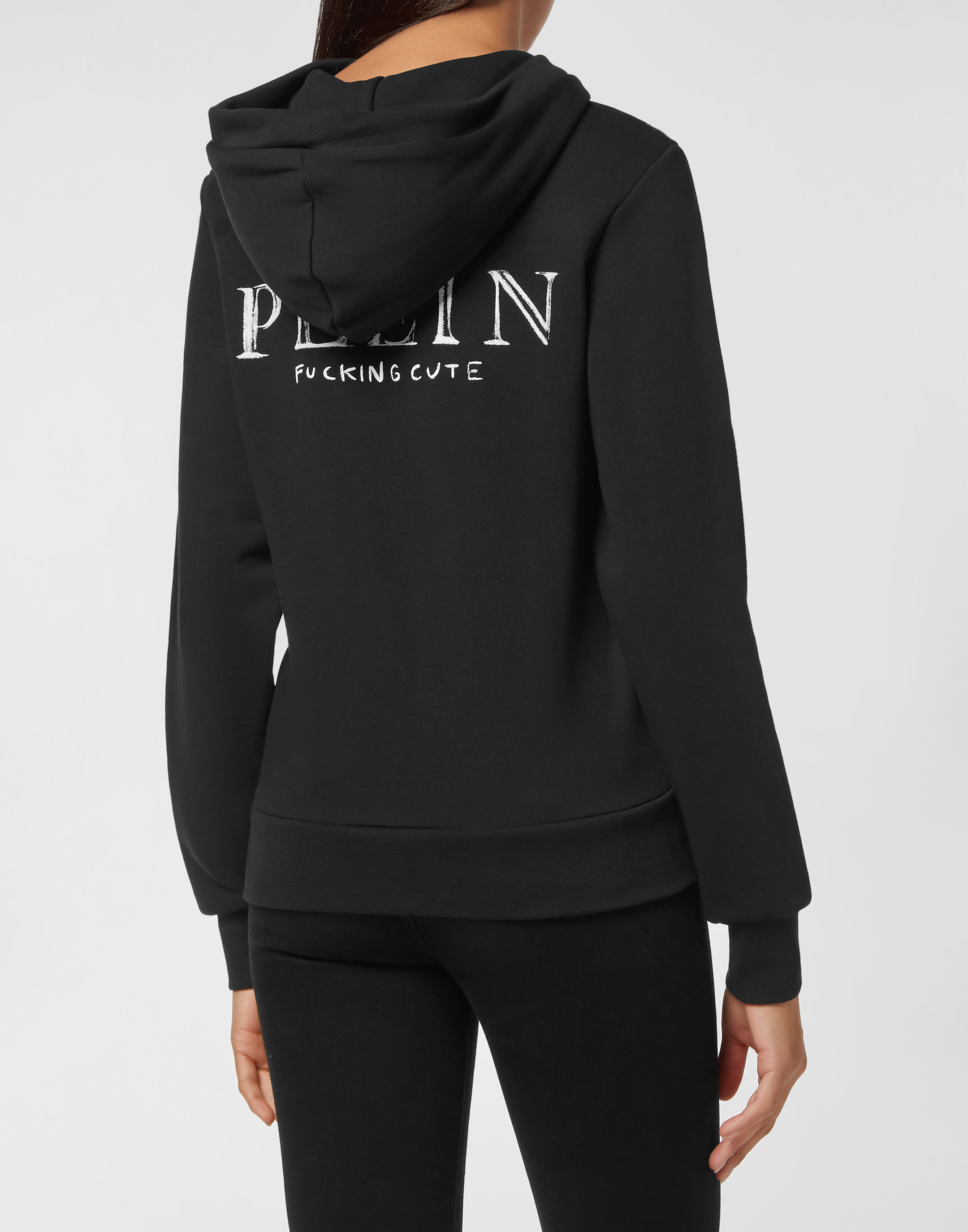 GB ORIGINAL! Hoodie Sweatshirt in Black w/ Swarovski Crystal Drawstrin –  Glitzy Bella