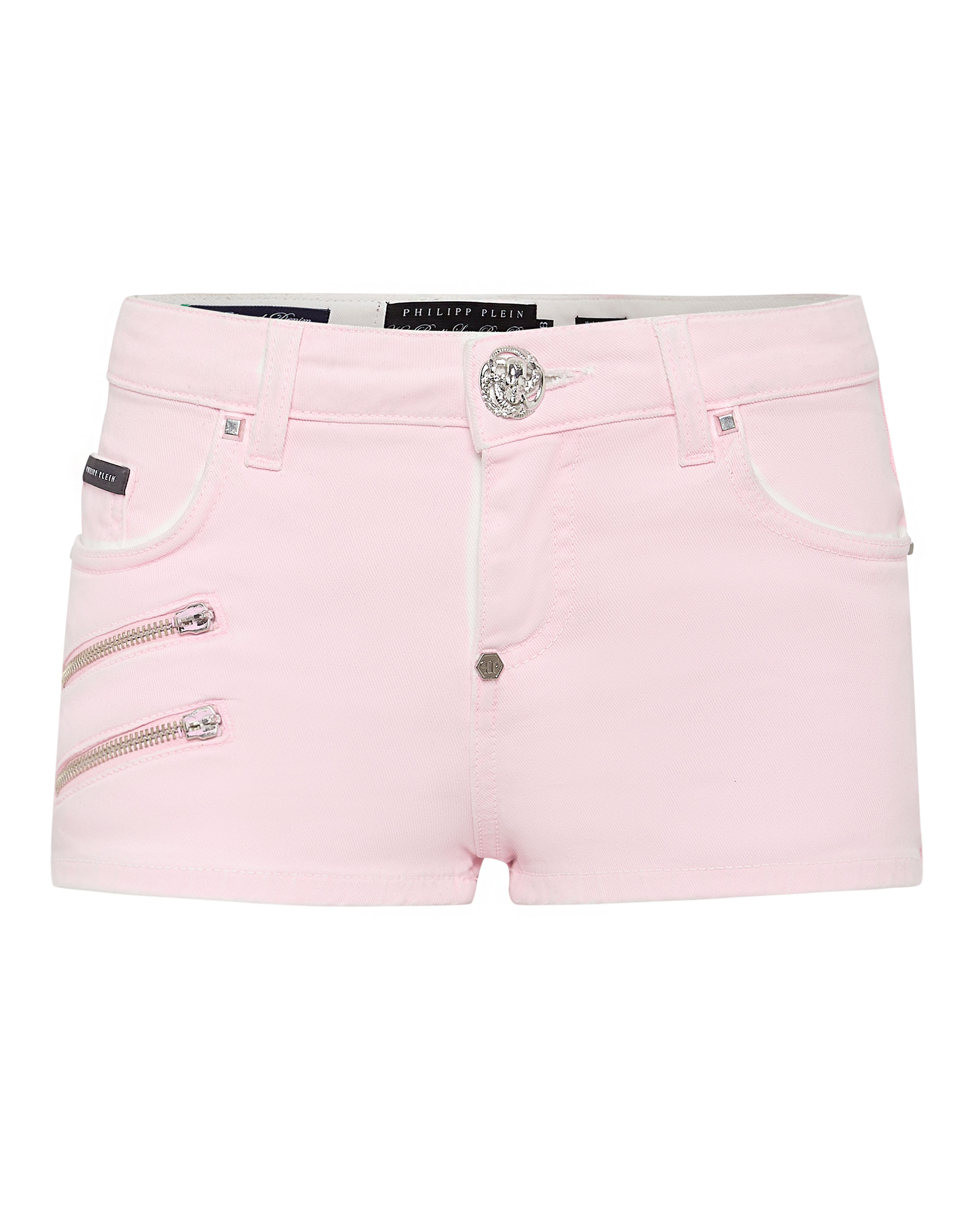 CASPAR Womens Jeans Shorts / Hot Pants with Decorative Zipper Applications  - HTP001 | Caspar Fashion