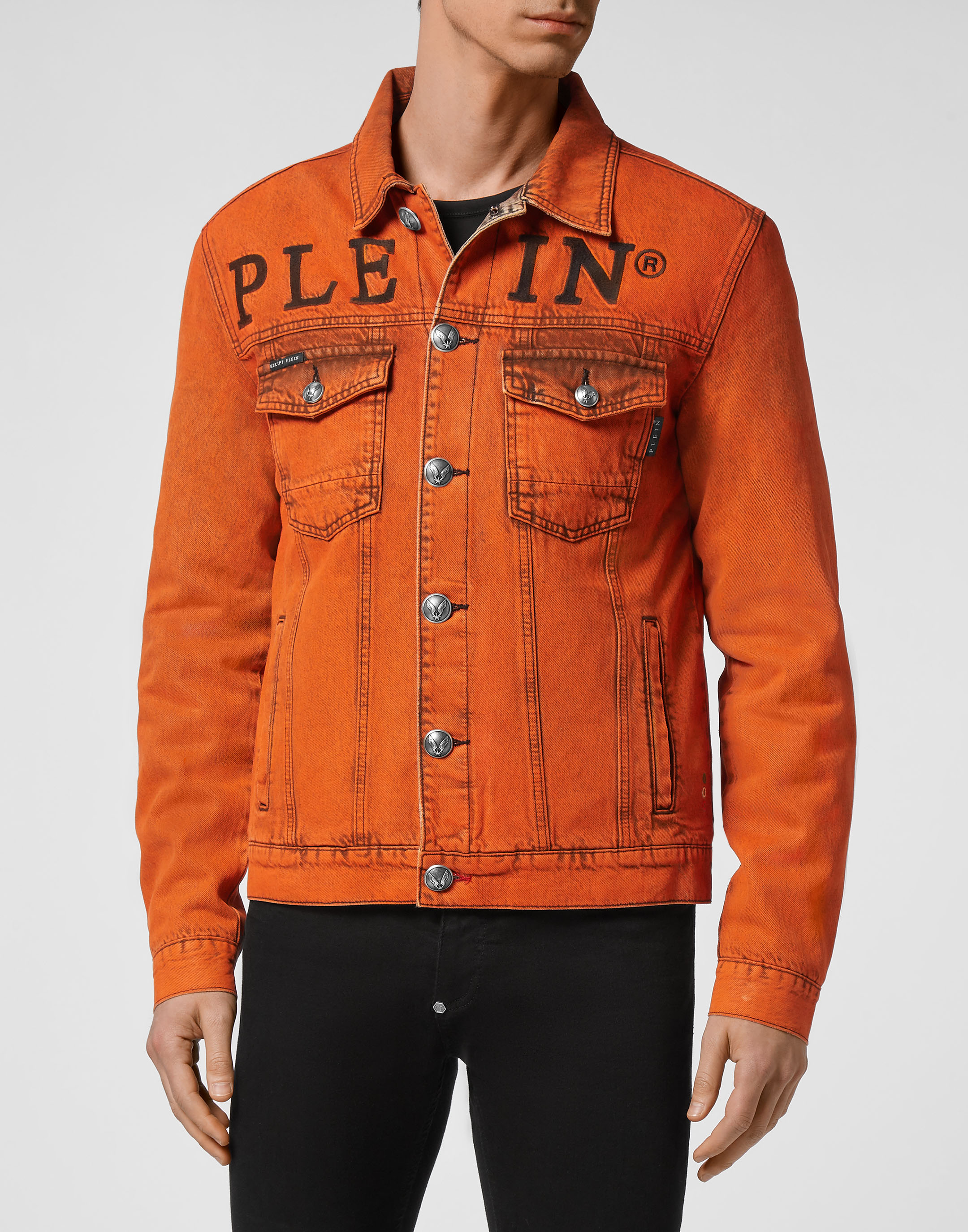 Orange Denim Jacket Mens, Mens Orange Jeans Jacket