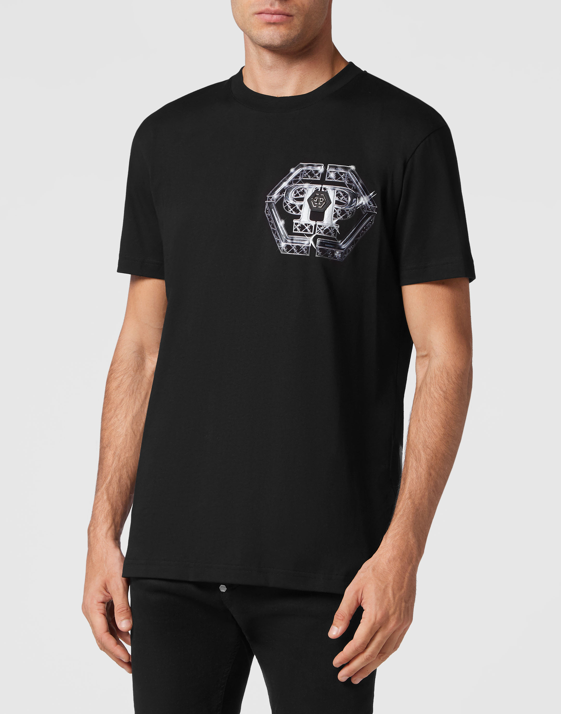 PHILIPP PLEIN クルネックシャシTシャツ MTK8133PJY002N 01 T-shirt Round Neck SS Stones Skull | Philipp Plein