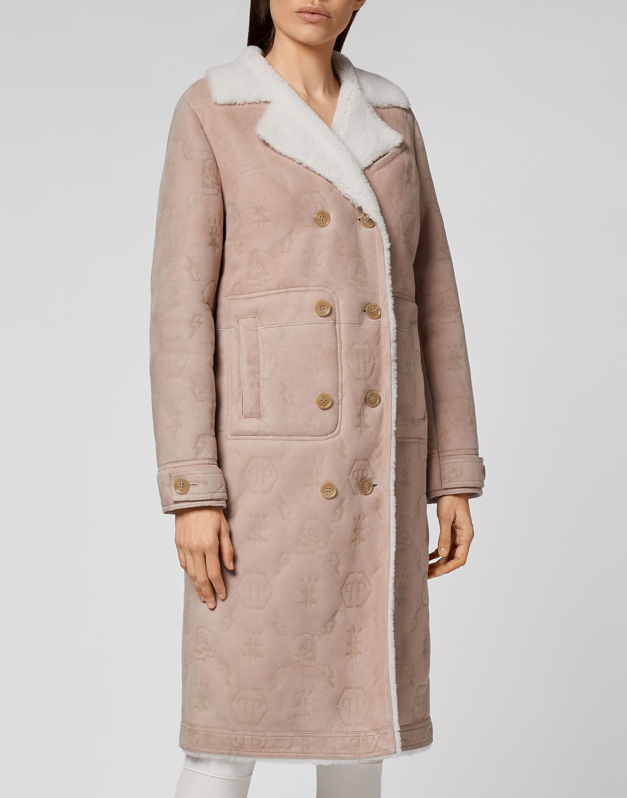 Monogram Shearling Coat - Luxury Grey