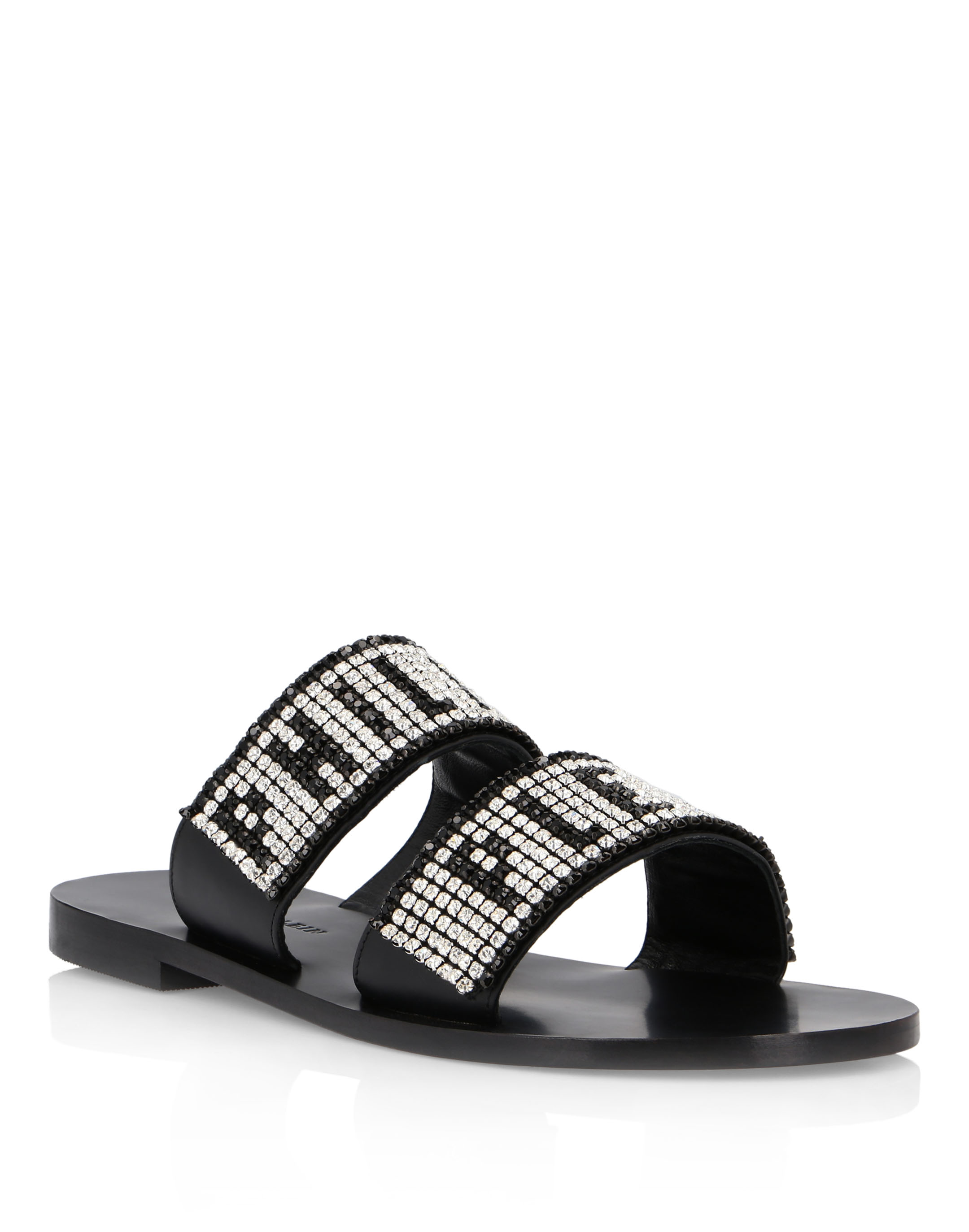 flat crystal sandals