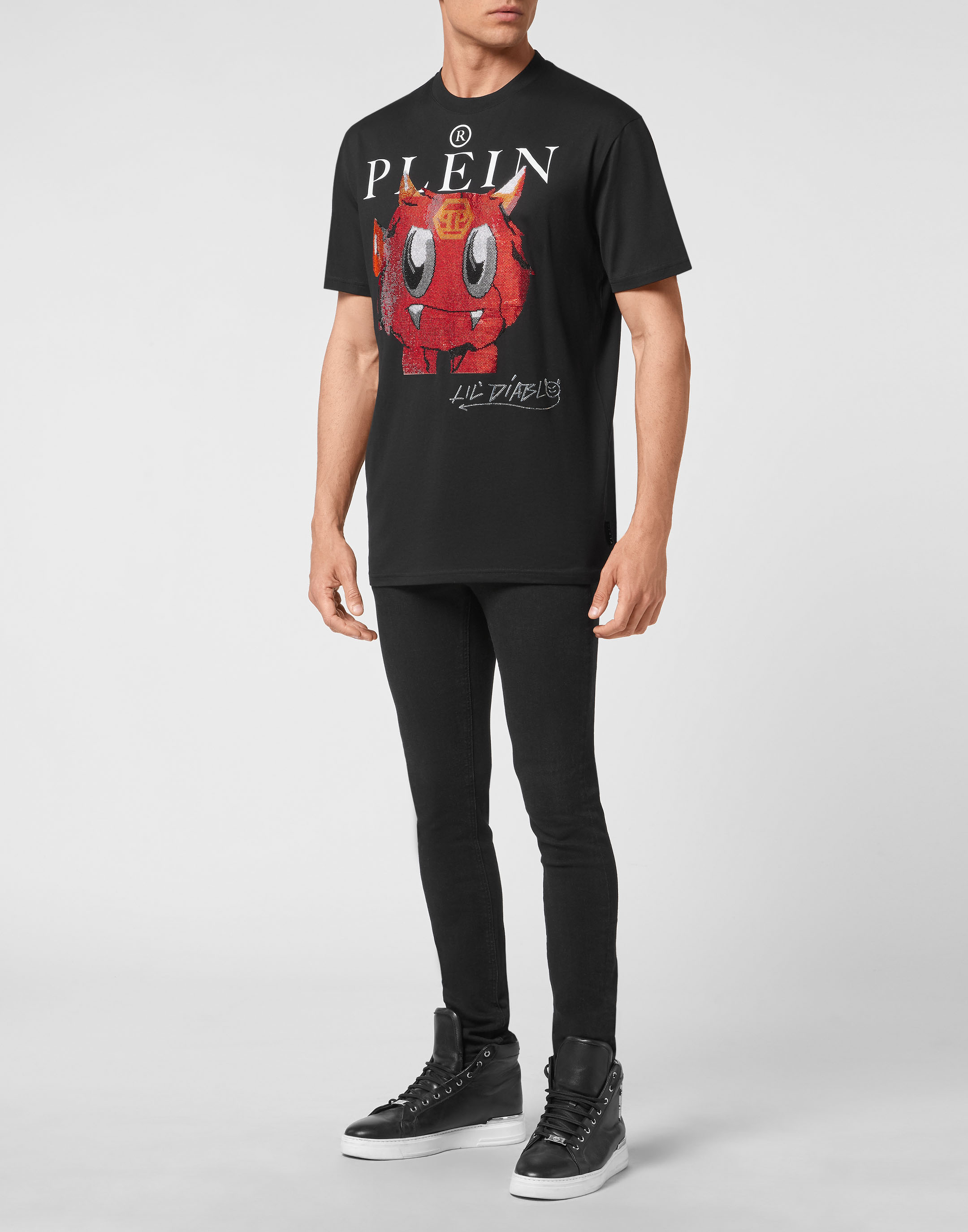 Tシャツ・カットソー Philipp Plein ROUND NECK MONSTERS T-shirt T-shirt Round Neck SS Monsters with Crystals | Philipp Plein