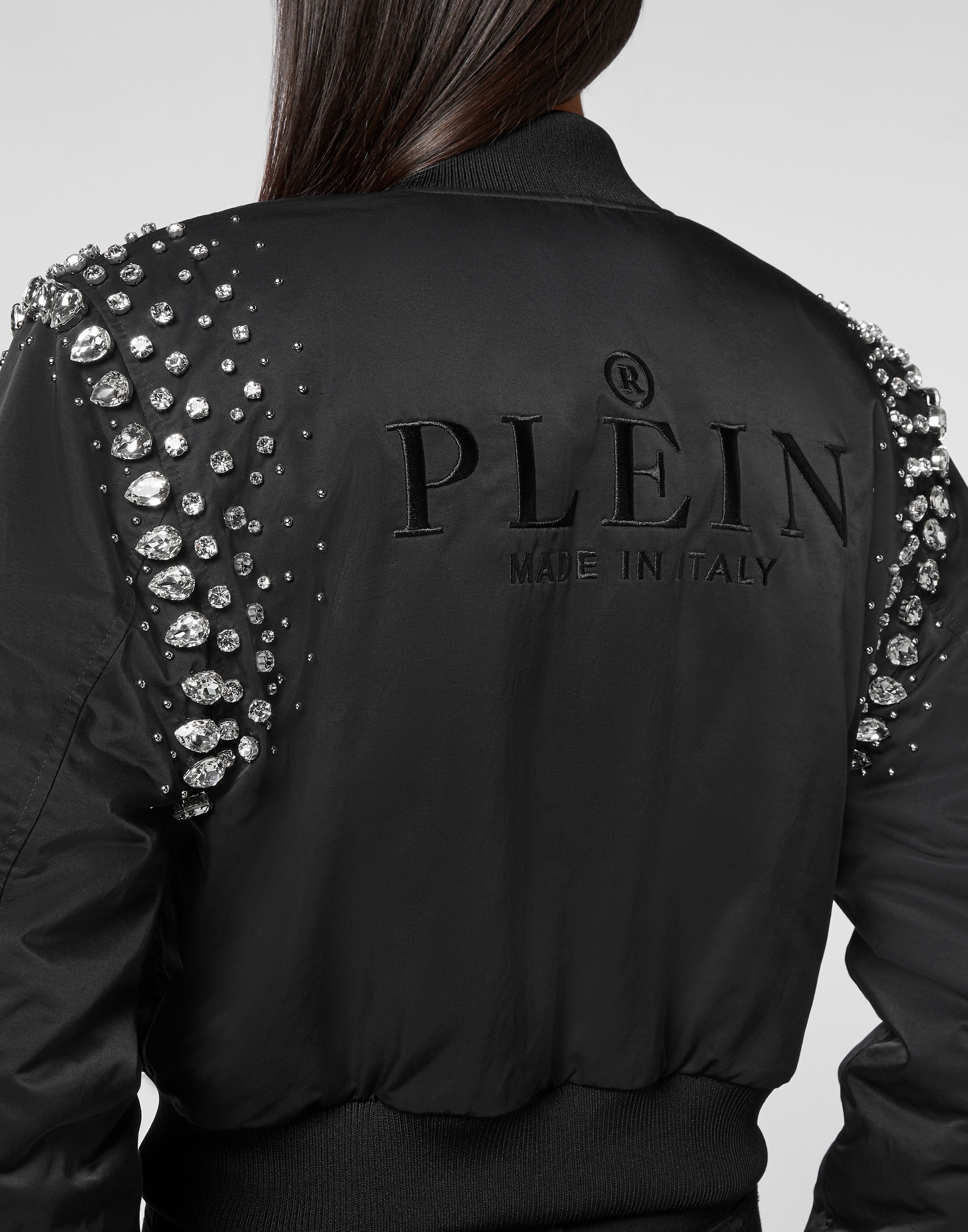 Leather Bomber Stardust Crystal Plein