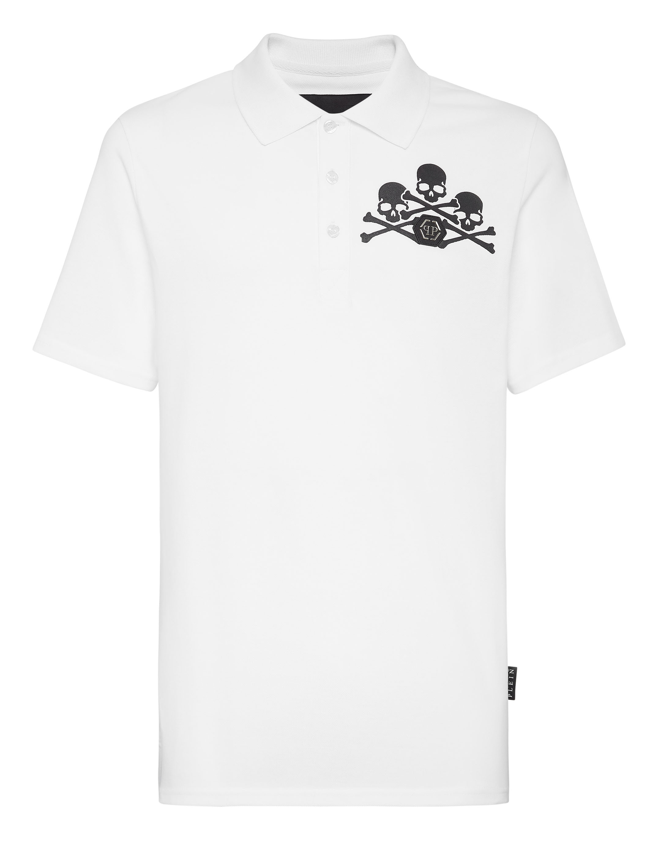 Tシャツ・カットソー PHILIPP PLEIN Men Polo Shirts SADC MTK6842 PJY002N01 WHITE Philipp Plein logo-print Cotton Polo Shirt | White | FARFETCH