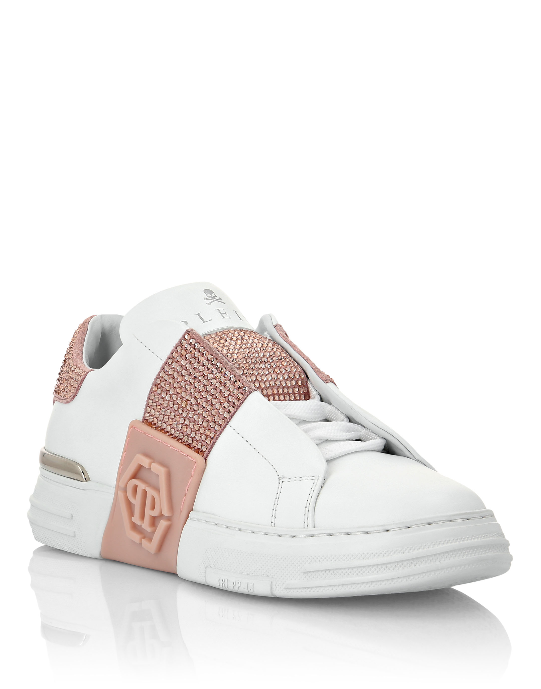 LO-TOP PHANTOM KICK$ LEATHER HEXAGON WITH Crystals | Plein Outlet