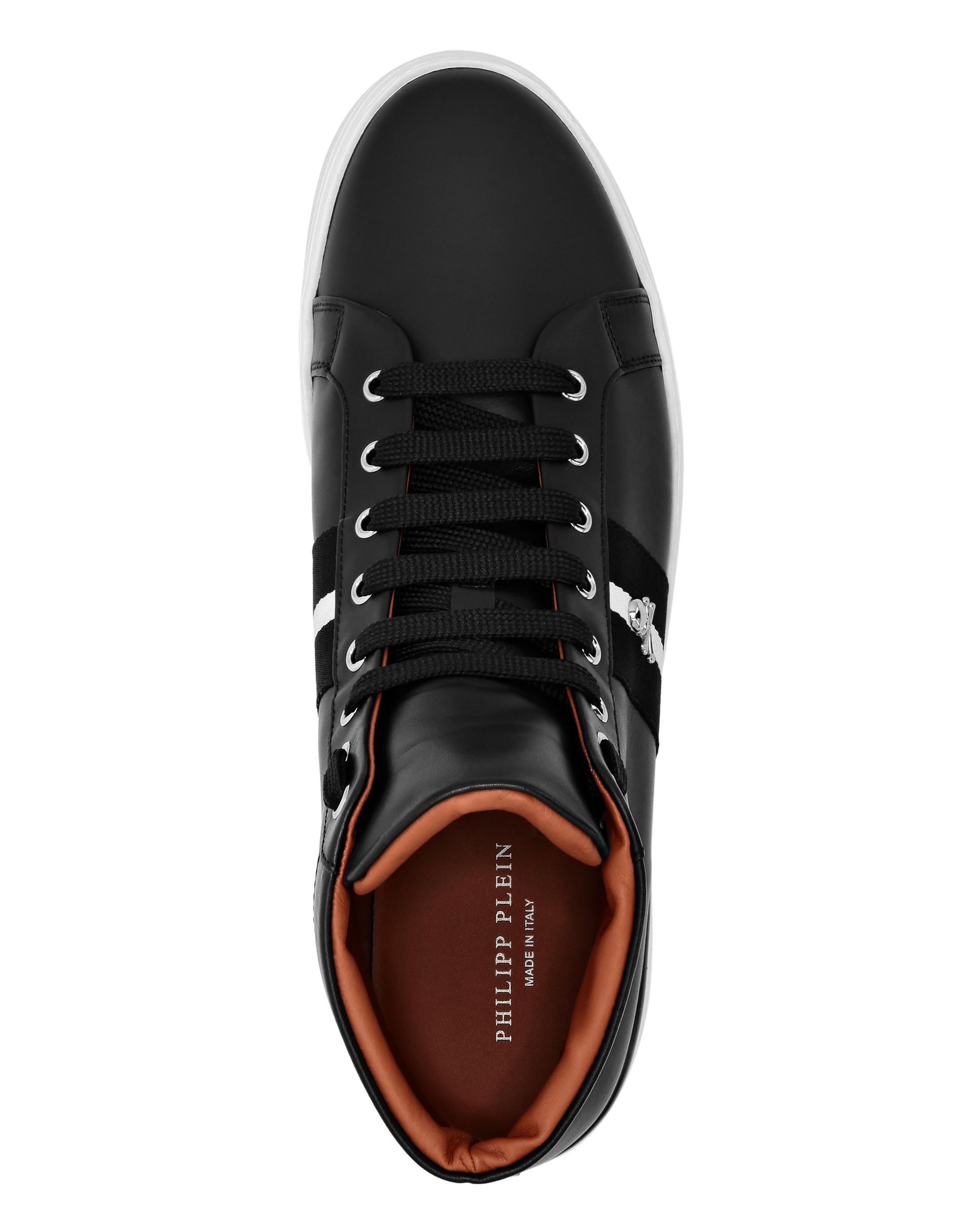 Leather Hi-Top Sneakers Stripes Stripes | Philipp Plein Outlet