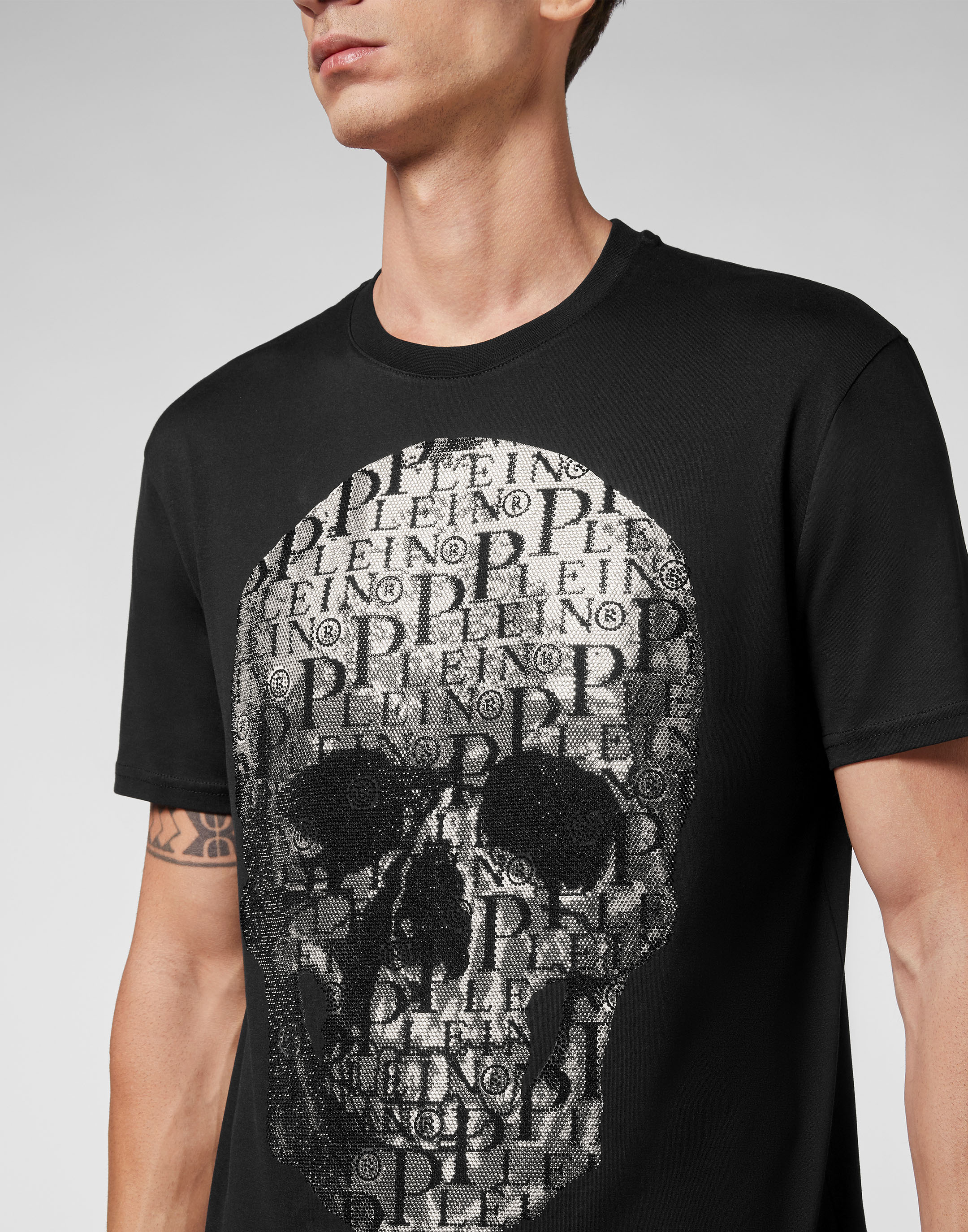 T-shirts Philipp Plein - Leather monogram cotton T-shirt