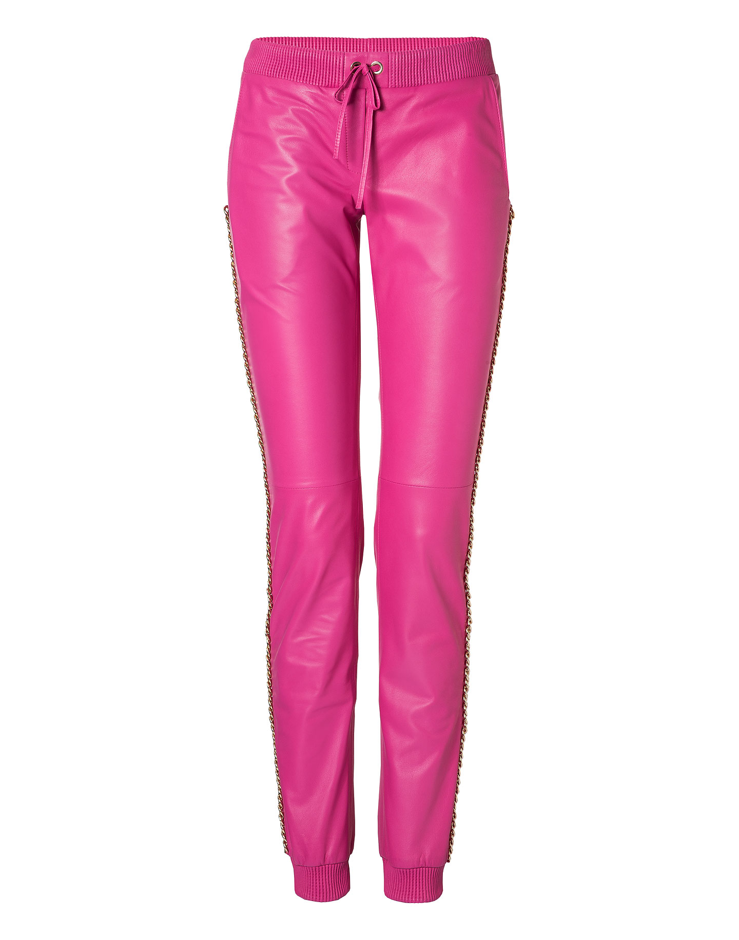 pink leather trousers