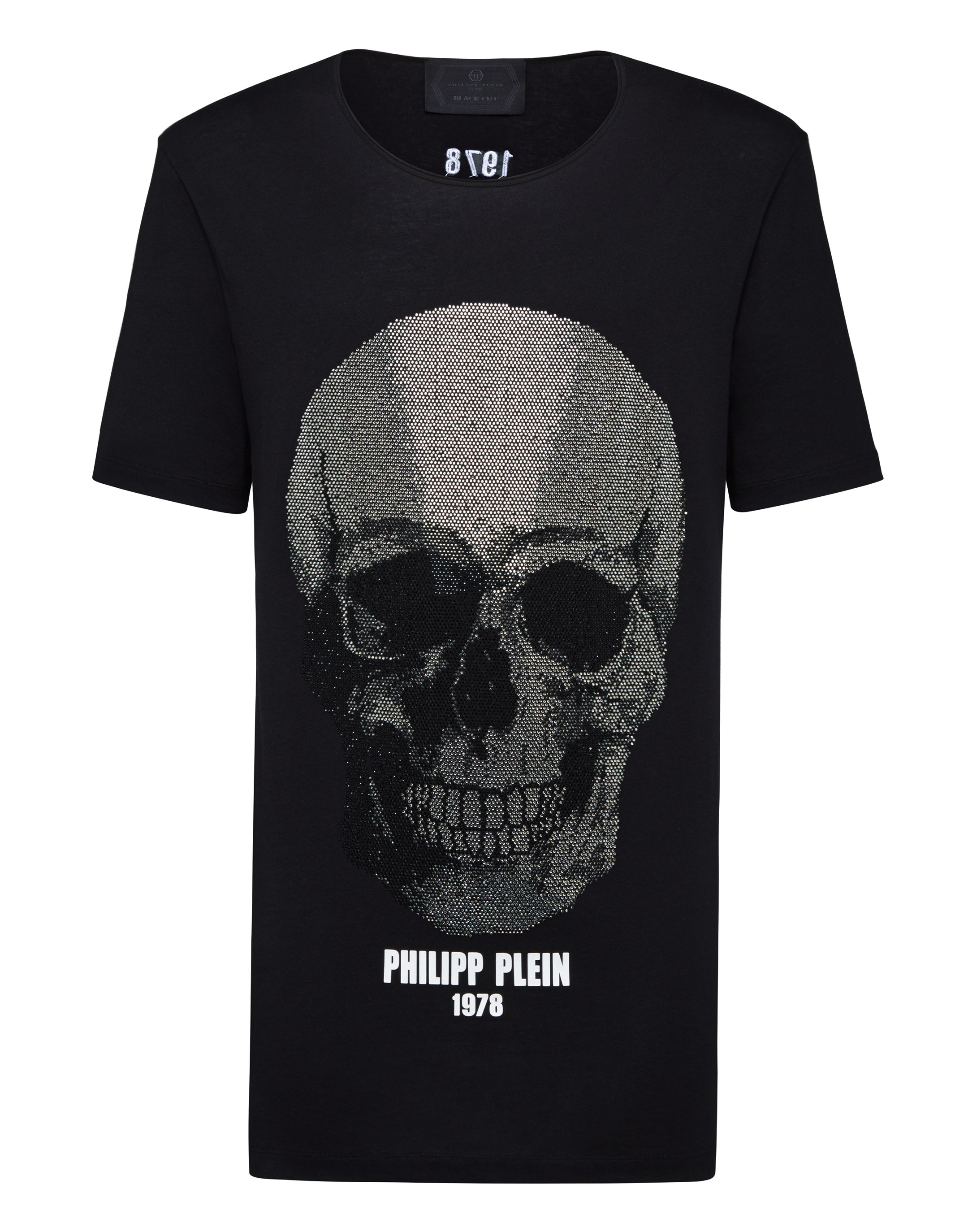 T-shirt Black Cut Round Neck Skull 