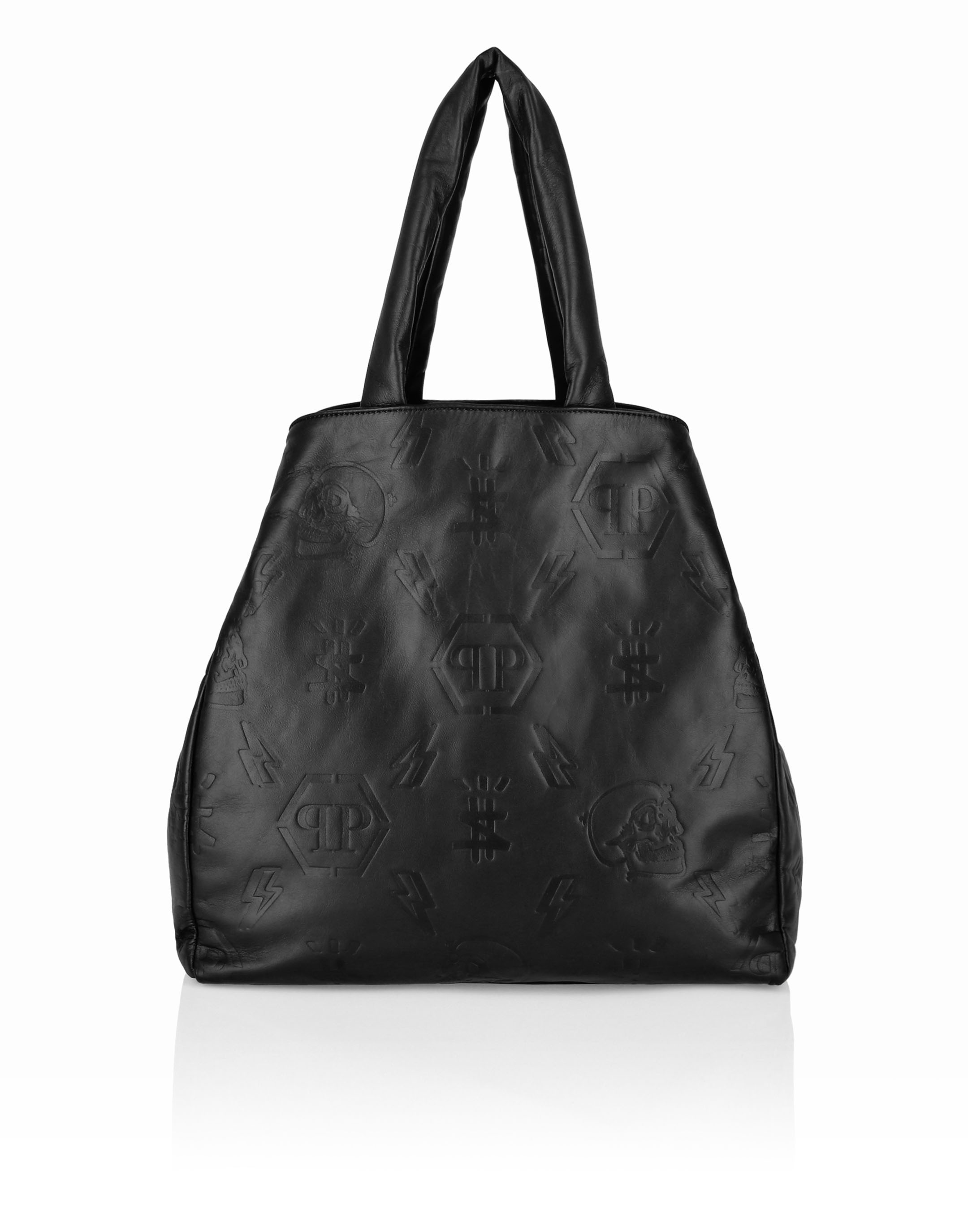 Louis Vuitton Patent Leather Logo Embossed Tote Bag