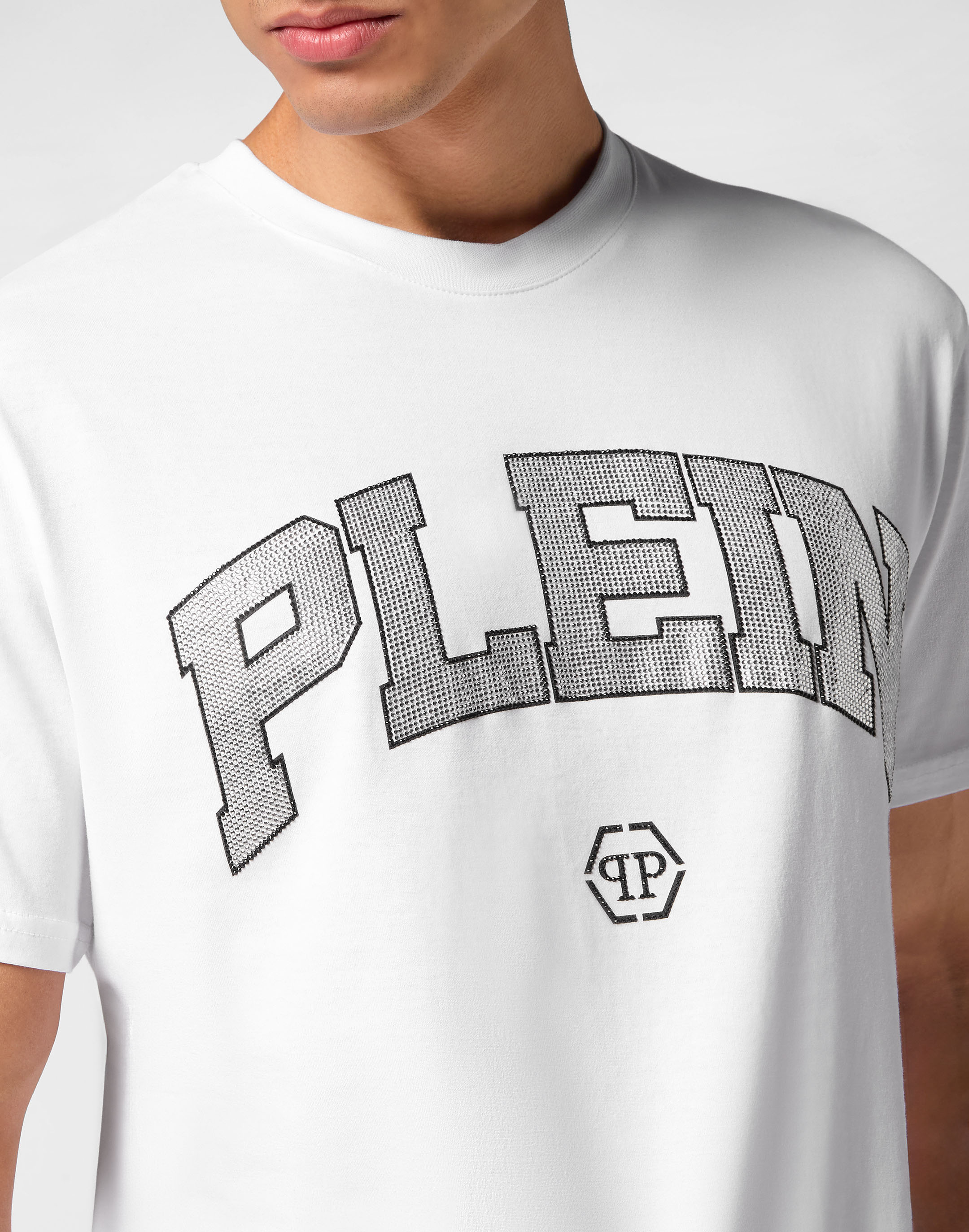 Tシャツ・カットソー PHILIPP PLEIN Men Polo Shirts FADC MTK7349 PJY002N01 WHITE T-shirt Round Neck SS Stones | Philipp Plein Outlet