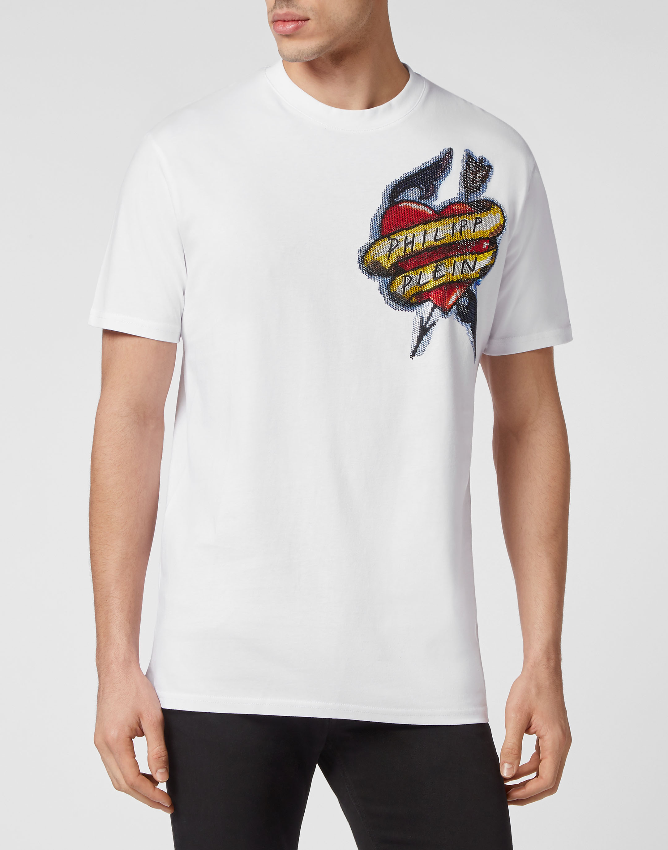 Tシャツ・カットソー PHILIPP PLEIN Men T-shirt White PAECMTK8109PJY002N 01 T-shirt Round Neck SS Hawaii | Philipp Plein Outlet