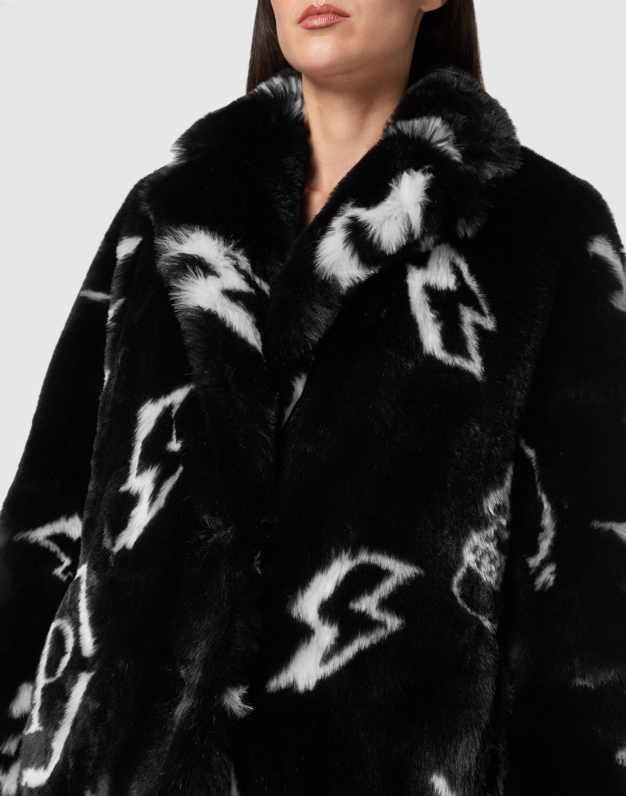 Eco fur Long Coat Monogram